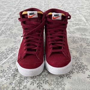 Nike Burgundy High-Top Sneakers with White Sole